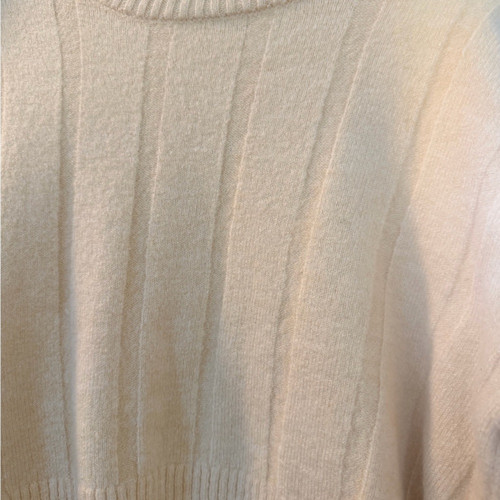 Zara Cream Ribbed Crewneck Sweater